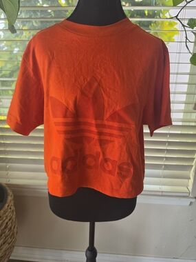 adidas Bright Orange Trefoil Crop Tee